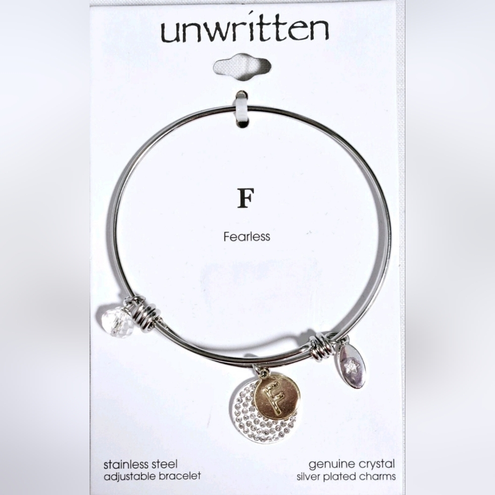 Unwritten Silver and Gold F Charm Bracelet